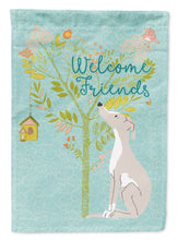 Load image into Gallery viewer, Welcome Friends Italian Greyhound Garden Flag – Teal Dog Yard Decor with Tree Illustration BB7636GF