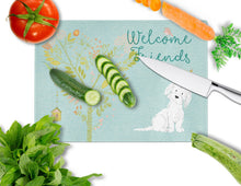 Load image into Gallery viewer, Welcome Friends Maltese Glass Cutting Boards – Durable, Decorative Kitchen Art Large BB7639LCB