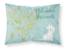 Load image into Gallery viewer, Welcome Friends Maltese Fabric Standard Pillowcase – Artistic Decorative Front, White Back BB7639PILLOWCASE