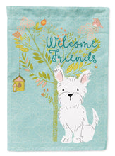 Load image into Gallery viewer, Welcome Friends Westie Garden Flag – Teal Dog Yard Decor with Tree Illustration BB7640GF