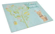 Load image into Gallery viewer, Welcome Friends Yorkie Glass Cutting Boards – Durable, Decorative Kitchen Art Large BB7641LCB