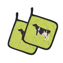Load image into Gallery viewer, Holstein Cow Green Pot Holders - Set of 2 - Heat-Resistant Kitchen Essentials BB7648PTHD