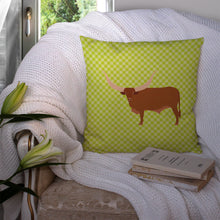 Load image into Gallery viewer, Ankole-Watusu Cow Green Throw Pillow - 14x14 Decorative Pillow – Art for Your Home &amp; Patio BB7649PW1414