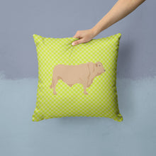 Load image into Gallery viewer, Charolais Cow Green Throw Pillow - 14x14 Decorative Pillow – Art for Your Home &amp; Patio BB7652PW1414