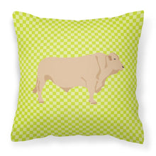 Load image into Gallery viewer, Charolais Cow Green Fabric Decorative Pillow BB7652PW1818