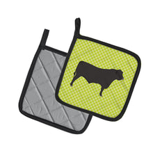 Load image into Gallery viewer, Black Angus Cow Green Pot Holders - Set of 2 - Heat-Resistant Kitchen Essentials BB7654PTHD