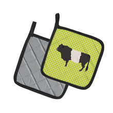 Load image into Gallery viewer, Belted Galloway Cow Green Pot Holders - Set of 2 - Heat-Resistant Kitchen Essentials BB7657PTHD