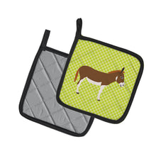 Load image into Gallery viewer, Miniature Mediterranian Donkey Green Pot Holders - Set of 2 - Heat-Resistant Kitchen Essentials BB7673PTHD