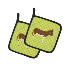 Load image into Gallery viewer, Miniature Mediterranian Donkey Green Pot Holders - Set of 2 - Heat-Resistant Kitchen Essentials BB7673PTHD