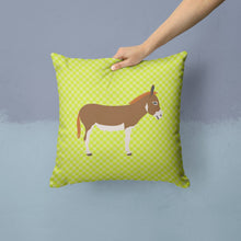 Load image into Gallery viewer, Miniature Mediterranian Donkey Green Throw Pillow - 14x14 Decorative Pillow – Art for Your Home &amp; Patio BB7673PW1414