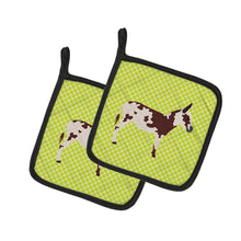 Load image into Gallery viewer, American Spotted Donkey Green Pot Holders - Set of 2 - Heat-Resistant Kitchen Essentials BB7677PTHD