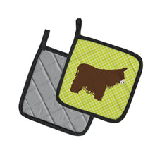 Load image into Gallery viewer, Poitou Poiteuin Donkey Green Pot Holders - Set of 2 - Heat-Resistant Kitchen Essentials BB7678PTHD