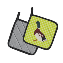 Load image into Gallery viewer, Rouen Duck Green Pot Holders - Set of 2 - Heat-Resistant Kitchen Essentials BB7682PTHD