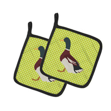 Load image into Gallery viewer, Rouen Duck Green Pot Holders - Set of 2 - Heat-Resistant Kitchen Essentials BB7682PTHD