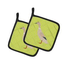 Load image into Gallery viewer, West Harlequin Duck Green Pot Holders - Set of 2 - Heat-Resistant Kitchen Essentials BB7684PTHD