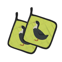 Load image into Gallery viewer, Blue Swedish Duck Green Pot Holders - Set of 2 - Heat-Resistant Kitchen Essentials BB7688PTHD