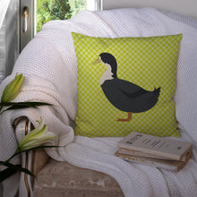 Load image into Gallery viewer, Blue Swedish Duck Green Throw Pillow - 14x14 Decorative Pillow – Art for Your Home &amp; Patio BB7688PW1414