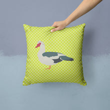 Load image into Gallery viewer, Muscovy Duck Green Throw Pillow - 14x14 Decorative Pillow – Art for Your Home &amp; Patio BB7690PW1414