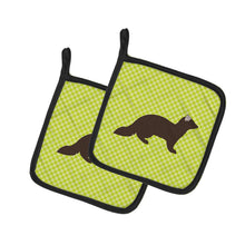 Load image into Gallery viewer, Sable Marten Green Pot Holders - Set of 2 - Heat-Resistant Kitchen Essentials BB7695PTHD