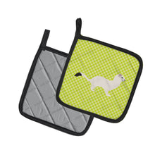 Load image into Gallery viewer, Stoat Short-tailed Weasel Green Pot Holders - Set of 2 - Heat-Resistant Kitchen Essentials BB7698PTHD