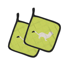 Load image into Gallery viewer, Stoat Short-tailed Weasel Green Pot Holders - Set of 2 - Heat-Resistant Kitchen Essentials BB7698PTHD