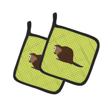 Load image into Gallery viewer, Eurasian Beaver Green Pot Holders - Set of 2 - Heat-Resistant Kitchen Essentials BB7699PTHD