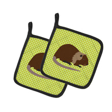 Load image into Gallery viewer, Coypu Nutria River Rat Green Pot Holders - Set of 2 - Heat-Resistant Kitchen Essentials BB7705PTHD