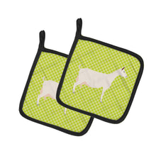 Load image into Gallery viewer, Saanen Goat Green Pot Holders - Set of 2 - Heat-Resistant Kitchen Essentials BB7715PTHD