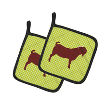 Load image into Gallery viewer, Kalahari Red Goat Green Pot Holders - Set of 2 - Heat-Resistant Kitchen Essentials BB7717PTHD