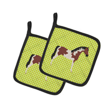 Load image into Gallery viewer, Pinto Horse Green Pot Holders - Set of 2 - Heat-Resistant Kitchen Essentials BB7733PTHD