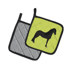 Load image into Gallery viewer, Friesian Horse Green Pot Holders - Set of 2 - Heat-Resistant Kitchen Essentials BB7741PTHD