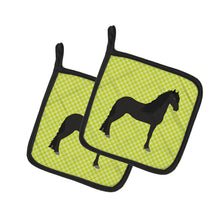 Load image into Gallery viewer, Friesian Horse Green Pot Holders - Set of 2 - Heat-Resistant Kitchen Essentials BB7741PTHD
