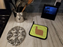 Load image into Gallery viewer, Alpaca Suri Green Pot Holders - Set of 2 - Heat-Resistant Kitchen Essentials BB7746PTHD