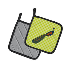 Load image into Gallery viewer, Indian Peacock Peafowl Green Pot Holders - Set of 2 - Heat-Resistant Kitchen Essentials BB7751PTHD