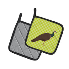 Load image into Gallery viewer, Indian Peahen Peafowl Green Pot Holders - Set of 2 - Heat-Resistant Kitchen Essentials BB7753PTHD