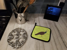 Load image into Gallery viewer, Indian Peahen Peafowl Green Pot Holders - Set of 2 - Heat-Resistant Kitchen Essentials BB7753PTHD