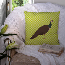 Load image into Gallery viewer, Indian Peahen Peafowl Green Throw Pillow - 14x14 Decorative Pillow – Art for Your Home &amp; Patio BB7753PW1414