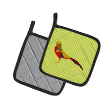 Load image into Gallery viewer, Golden or Chinese Pheasant Green Pot Holders - Set of 2 - Heat-Resistant Kitchen Essentials BB7754PTHD