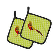 Load image into Gallery viewer, Golden or Chinese Pheasant Green Pot Holders - Set of 2 - Heat-Resistant Kitchen Essentials BB7754PTHD