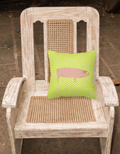 Load image into Gallery viewer, American Landrace Pig Green Fabric Decorative Pillow BB7758PW1818