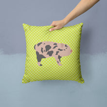 Load image into Gallery viewer, Mini Miniature Pig Green Throw Pillow - 14x14 Decorative Pillow – Art for Your Home &amp; Patio BB7761PW1414