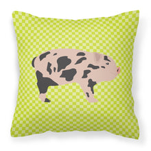 Load image into Gallery viewer, Mini Miniature Pig Green Fabric Decorative Pillow BB7761PW1818