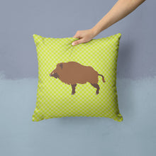 Load image into Gallery viewer, Wild Boar Pig Green Throw Pillow - 14x14 Decorative Pillow – Art for Your Home &amp; Patio BB7762PW1414