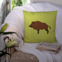 Load image into Gallery viewer, Wild Boar Pig Green Throw Pillow - 14x14 Decorative Pillow – Art for Your Home &amp; Patio BB7762PW1414