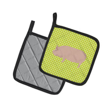 Load image into Gallery viewer, Welsh Pig Green Pot Holders - Set of 2 - Heat-Resistant Kitchen Essentials BB7763PTHD