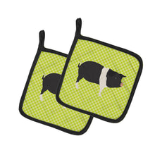 Load image into Gallery viewer, Hampshire Pig Green Pot Holders - Set of 2 - Heat-Resistant Kitchen Essentials BB7765PTHD