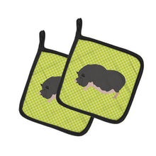 Load image into Gallery viewer, Vietnamese Pot-Bellied Pig Green Pot Holders - Set of 2 - Heat-Resistant Kitchen Essentials BB7767PTHD