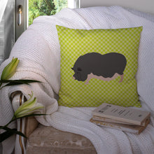 Load image into Gallery viewer, Vietnamese Pot-Bellied Pig Green Throw Pillow - 14x14 Decorative Pillow – Art for Your Home &amp; Patio BB7767PW1414