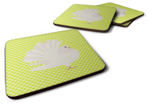 Load image into Gallery viewer, Silver Fantail Pigeon Green Foam Coaster  BB7776FC