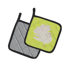 Load image into Gallery viewer, Silver Fantail Pigeon Green Pot Holders - Set of 2 - Heat-Resistant Kitchen Essentials BB7776PTHD